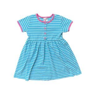 Hanna Andersson Striped Blue & Pink Play Dress Size 6X/7 EUC Cotton